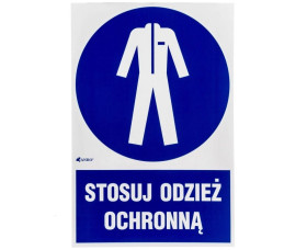 Samoprzylepna tabliczka ostrzegawcza /Stosuj odzież ochronną z podpisem/ IM/010/1/C1/F