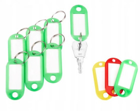 IDENTYFIKATORY BRELOKI ZAWIESZKI DO KLUCZY PLASTIKOWE ZIELONE 10 SZT. (4/EB/BRELOK/ZI)