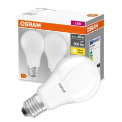 2PAK Żarówka LED E27 A60 8,5W = 60W 806lm 2700K Ciepła 300 OSRAM Base