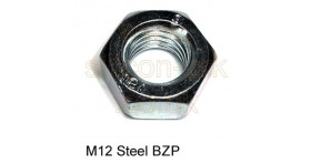 M12 Steel BZP hex nut (6 pack)