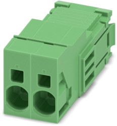 Pin header, 2 pole, pitch 7.62 mm, straight, green, 1748862