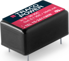 DC converter, 9-36 VDC, 15 W, 1 output, 24 VDC, 87 % efficiency, TEL 15-2415WIN