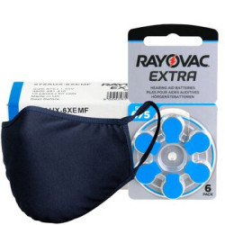 120 x baterie do aparatów słuchowych Rayovac Extra Advanced 675 + maska antybakteryjna wielokrotnego użytku Stanteks