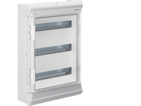 Rozdzielnica hermetyczna natynkowa 54 modułowa 3x18M drzwi transparentne UV z przetłoczeniami IP65 vector outdoor VE318PN HAGER