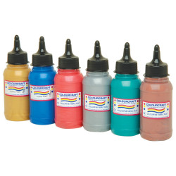 Colourcraft Metallic Fabric Paints (6 x 300ml Bottles)