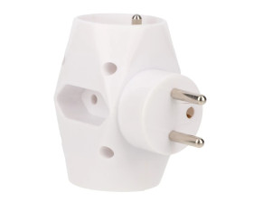 Rozgałeźnik wtyczkowy 2-gniazda z/u+2x Euro biały R-21