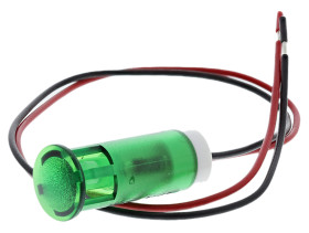 Lampka kontrolna do montażu panelowego 220V ac, zielona 10mm LED Zielony Wyprowadzenia APEM