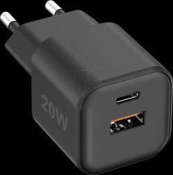263859 USB charger, 20 W, 1x USB-C (PD), 1x USB-A, GaN, white