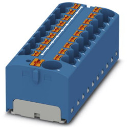 Distribution block, push-in connection, 0.2-6.0 mm², 19 pole, 32 A, 6 kV, blue, 3273902