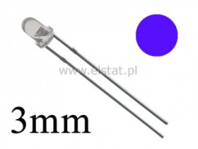 LED 5mm Ultrafiolet jasność 14mW 30mA 3 - 3,8V