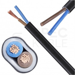 Kabel mieszkaniowy płaski OMYp / H03VVH2-F 2x1mm2 czarny 300/300V giętki linka Elektrokabel