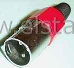 Wtyk mikrofonowy męski czerwony 3pin XLR