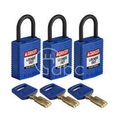 Kłódka LOTO SafeKey kompaktowa, nylonowa, niebieska (3 szt.), 150192