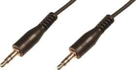 Connection cable, 2.5 m, black, 3.5 mm stereo jack plug, straight to 3.5 mm stereo jack plug, straight, AK-510100-025-S