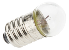 Oświetlenie wskaźnika 6 V E10 bezbarwna 1 lm RS PRO rozmiar G3 1/2