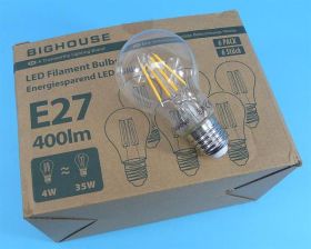 E-27 4W=35W ŻAR.LED FILAMENT WW 400lm 4s
