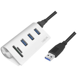 LogiLink CR0045 USB 3.0 hub Aluminium with SD reader Silver