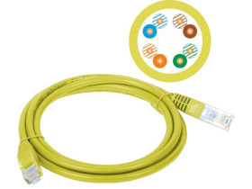 Patch-cord U/UTP kat.5e PVC 2.0m żółty KKU5ZOL2