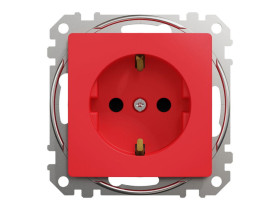 SEDNA DESIGN & ELEMENTS Gniazdo pojedyncze z uziemieniem schuko z przesłonami czerwone SDD115021 SCHNEIDER ELECTRIC