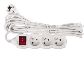 Przedłużacz z wyłącznikiem 3-gniazda z/u 7m /H05VV-F 3G1/ biały P1317