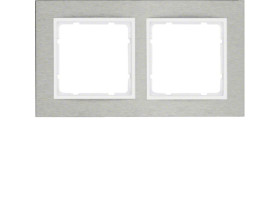 BERKER B.7 Ramka 2 podwójna pozioma stal szlachetna/biały mat 10223609 HAGER