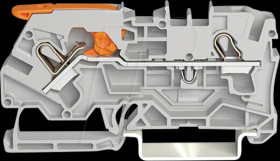2104-1201 2-wire feed-through terminal, with lever, 4.0 mm², grey