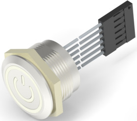 Vandal-proof pushbutton switch, 1 pole, silver, illuminated  (RGB), 1 A/24 VDC, mounting Ø 22.2 mm, IP68, 2342837-1