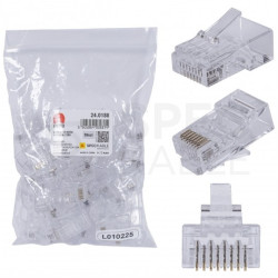 Wtyk modularny RJ45 8P8C kat.6 nieekranowany UTP uniwersalny drut linka NEKU opakowanie WORECZEK 50szt.