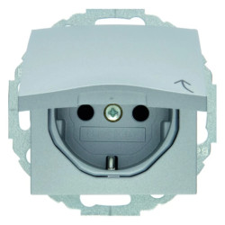 Berker B.1/B.3/B.7 Glas Gniazdo pojedyncze SCHUKO 16A 250V z pokrywą i ochrona styków aluminium 47441404