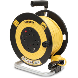 Stanley SXECGL2OHXE Open Drum Cable Reel 240V 13A 4Socket 2 USB 50m