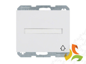 BERKER K.1 Gniazdo z uziemieniem schuko z pokrywą polem opisowym i przesłonami biały połysk 47527109 HAGER