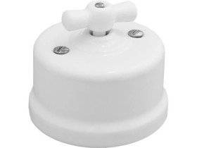 Łącznik schodowy obrotowy natynkowy Retro ceramic 10A-250V~, biały