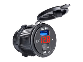 Ładowarka samochodowa 12-24V USB 5V/3A woltomierz wyłącznik do obudowy
