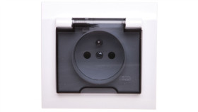 Kier Gniazdo Bryzgoszczelne Z/U Ip44 Z Przesłonami Klapka Przezroczysta Białe...