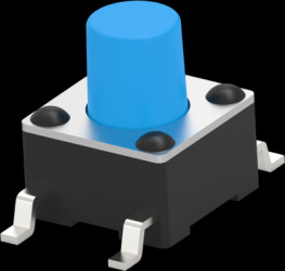 Short-stroke pushbutton, 1 Form A (N/O), 50 mA/24 VDC, unlit , actuator (blue), 100 g, SMD, 1-1977223-6