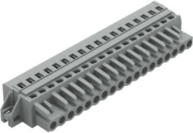 Socket header, 18 pole, pitch 5 mm, angled, gray, 231-118/027-000