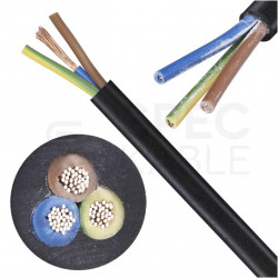 Kabel mieszkaniowy OMY / H03VV-F 3x1mm2 czarny 300/300V giętki linka Mercor