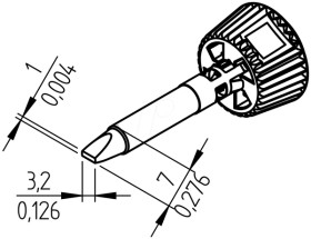 0142CDLF32/SB ERSADUR soldering tip, 3.2 mm, chisel-shaped