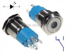 Przycisk chwilowy 16mm płaski LED punkt ziel. 24V