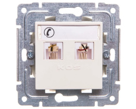 DANTE Gniazdo telefoniczne podwójne 2xRJ11 krem 450364