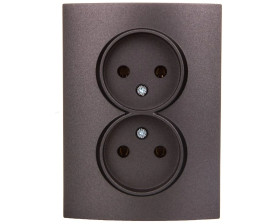 LOGI Gniazdo podwójne 2x2P kompletne śrubowe 16A 250V Grafit 25273