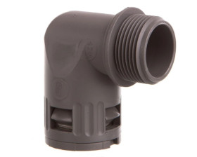 Dławnica kątowa do węża osłonowego SILVYN KLICK 90stopni 25x1,5/1 szara 55501170