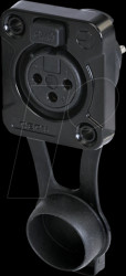 RRX3F-Z-001-1 XLR receptacle 3-pole, IP65, black chrome housing