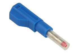 Wtyk bananowy; 4mm; 25.450.5; niebieski; bezpieczny; 56mm; lutowany; wtykany (gniazdo bananowe 4mm); 32A; 600V; mosiądz niklowan