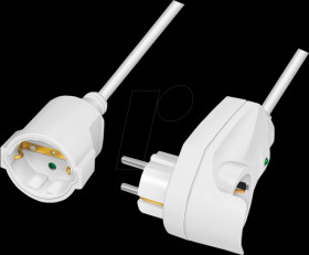 LPS275 Mains cable extension, 3 m, pass-through socket, white