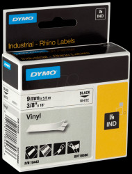S0718580 DYMO IND tape, vinyl, 9 mm, black/white