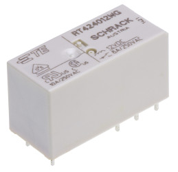Przekaźnik mocy 12V dc DPDT TE Connectivity 400mW, montaż PCB 360Ω Otwór przezierny
