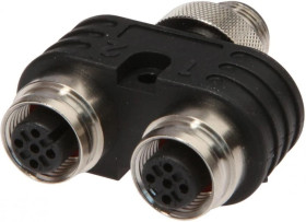 VK000043, rozdzielacz, 2x M12 4pin, M12 5pin, gniazdo czujnika/aktuatora z przewodem uziemiającym