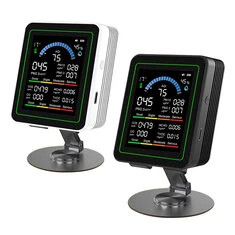 Monitor Jakości Powietrza 10w1 CO Formaldehyd PM2.5 TVOC Wilgotność Temperatura Detektor Wyświetlacz LCD 2000mAh Akumulator Lito