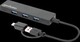 180863 USB 3.0 4-port hub, 4x USB-A, USB-A/C adapter